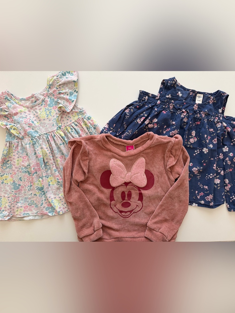 Girls Sz 6 Tops Bundle- OshKosh, Minnie Mouse, Florals, Ruffles, Pink, Blue